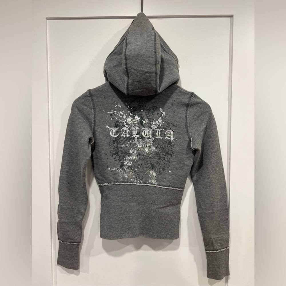 Talula Charcoal Zippered Hoodie, Design On Back
